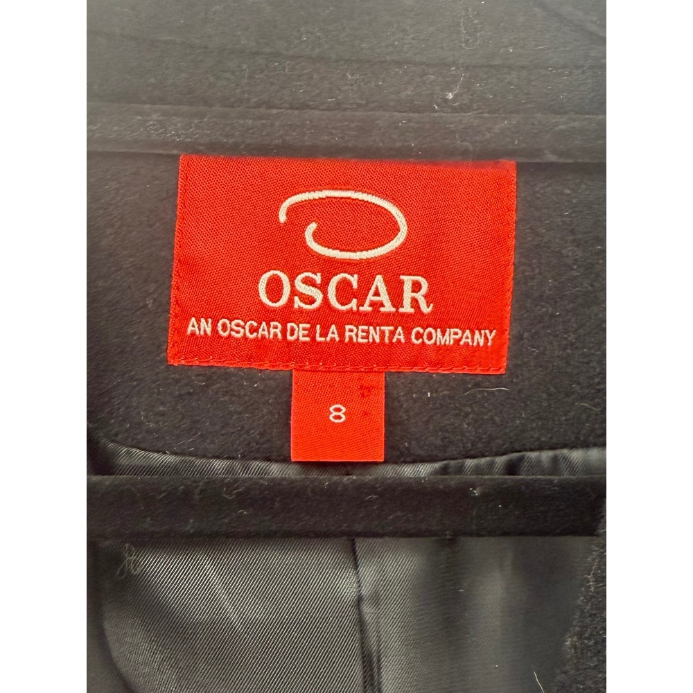 Oscar de la Renta Black Wool Angora Blend Braided Trim Long Coat Size 8 - Picture 5 of 7